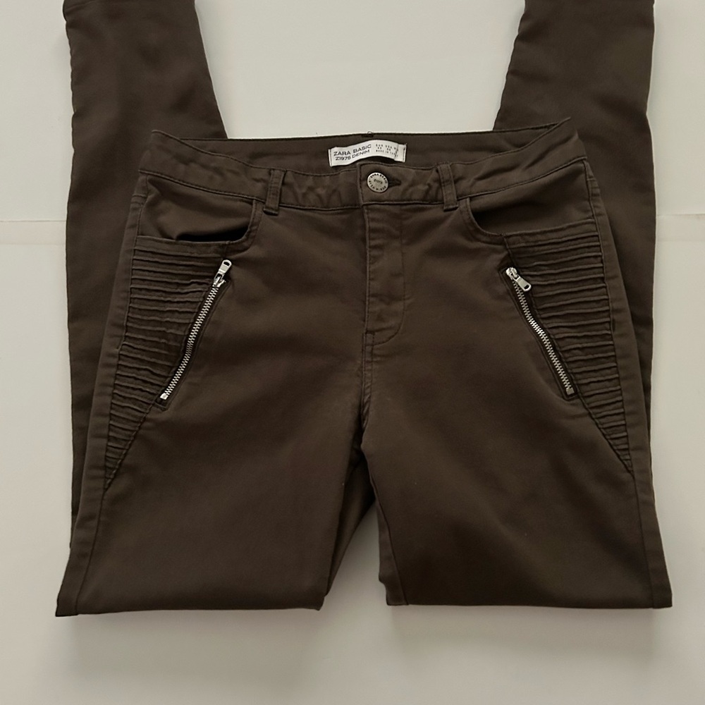 Zara Basic Z1975 Denim Olive Green Pants